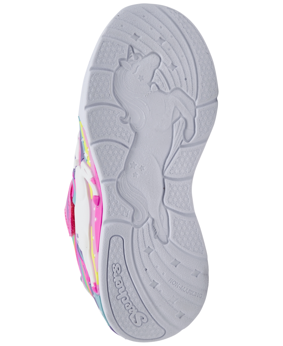 Skechers Toddler Girls S-lights: Unicorn Chaser Light-up Fastening Strap Casual Sneakers From Finish Line In Multi