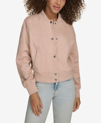 Levi's - Women's Ribbed-Edge Cropped Denim Bomber Jacket
