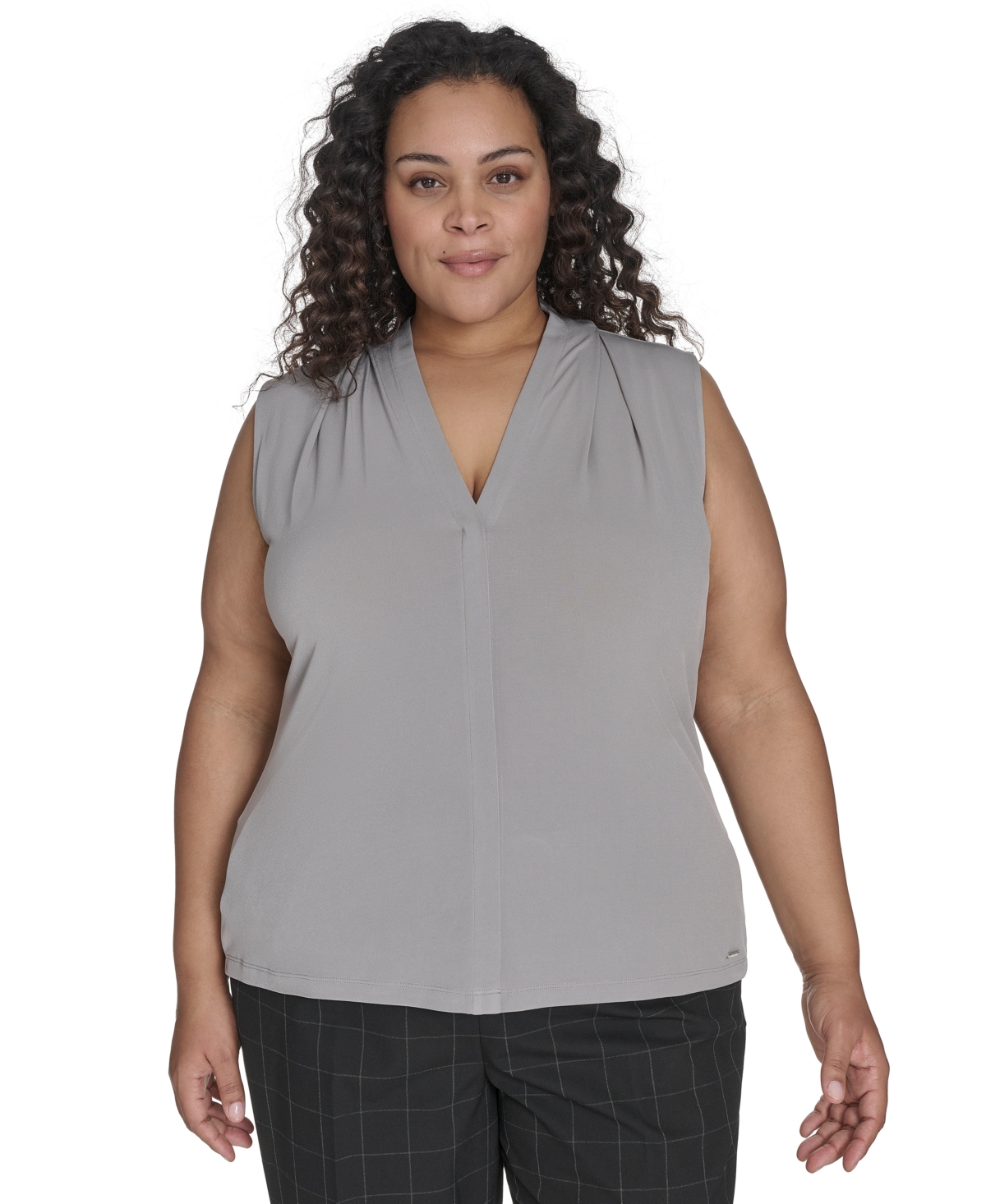 CALVIN KLEIN PLUS SIZE V-NECK SLEEVELESS TOP 