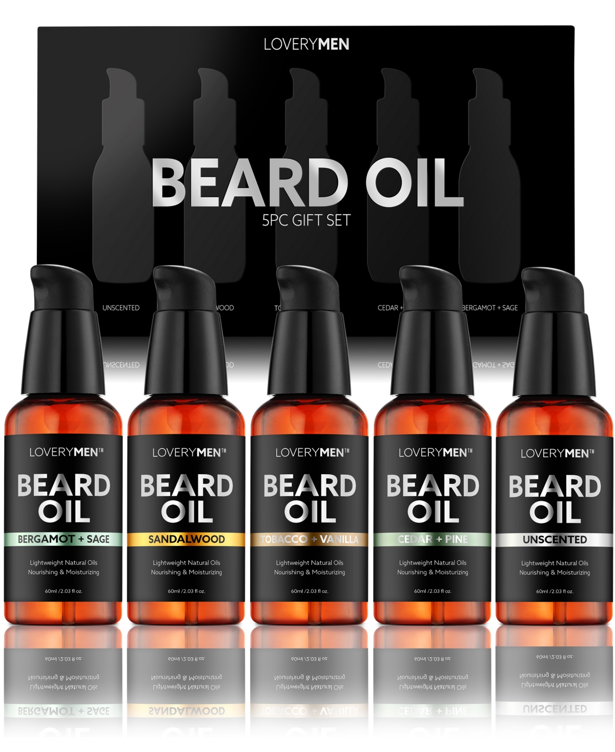 5-Pc. LoveryMen Beard Oil Beard Grooming Gift Set