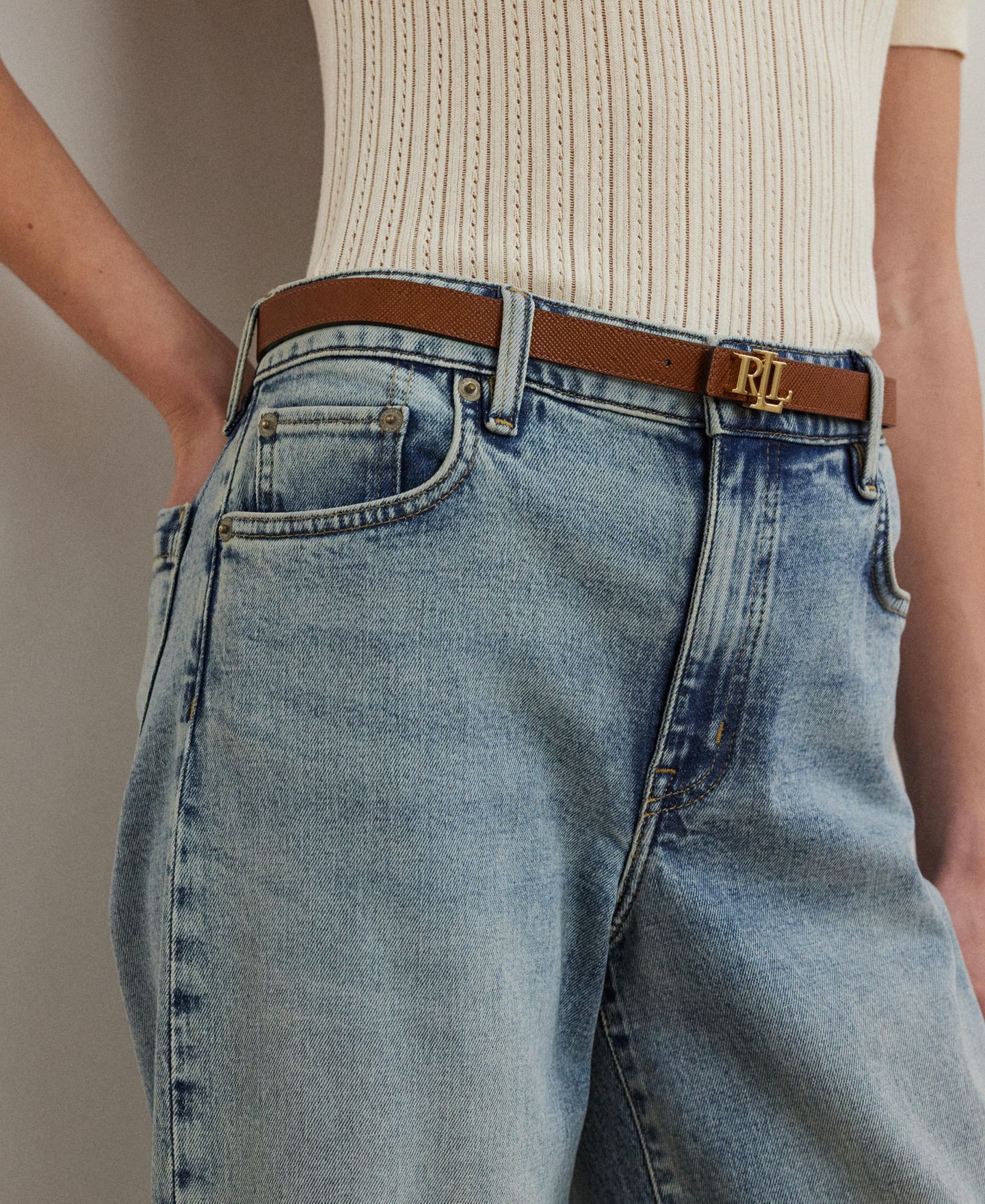 Женские джинсы Lauren Ralph Lauren High-Rise Wide-Leg Cropped Jeans, цвет: Варёный — фото 4