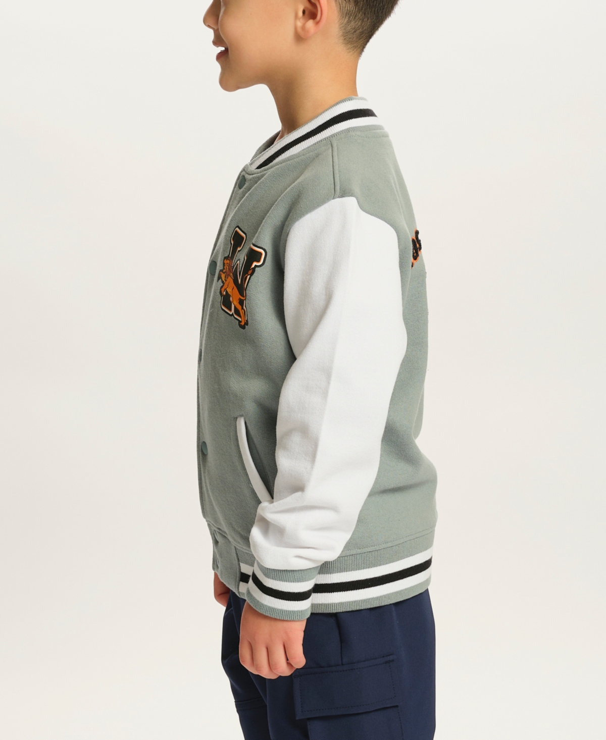 Sovereign Code Little And Big Boys Color Blocked Varsity Jacket In Slate