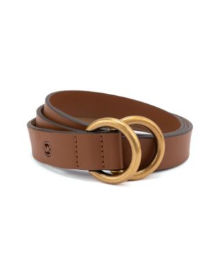 Michael Kors Double-Wrap Tan Leather Belt with Silver Buckles Michael Kors belts 2 For 1 Brown MK Logo/Luggage Gold  main image 4