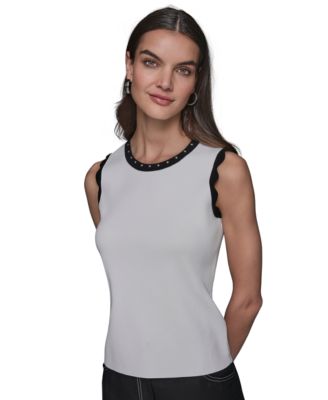 KARL LAGERFELD PARIS - Women's Scallop-Edge Tank Top