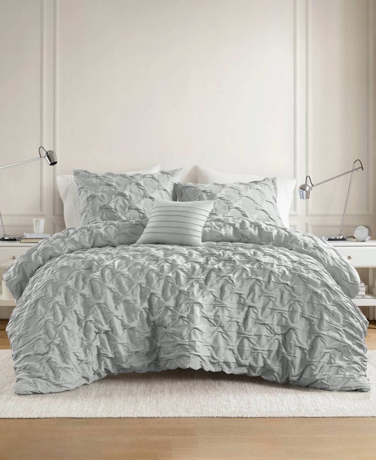 510 Design Bailey Diamond Pucker Woven 4-pc. Comforter Set, Full/queen In Gray