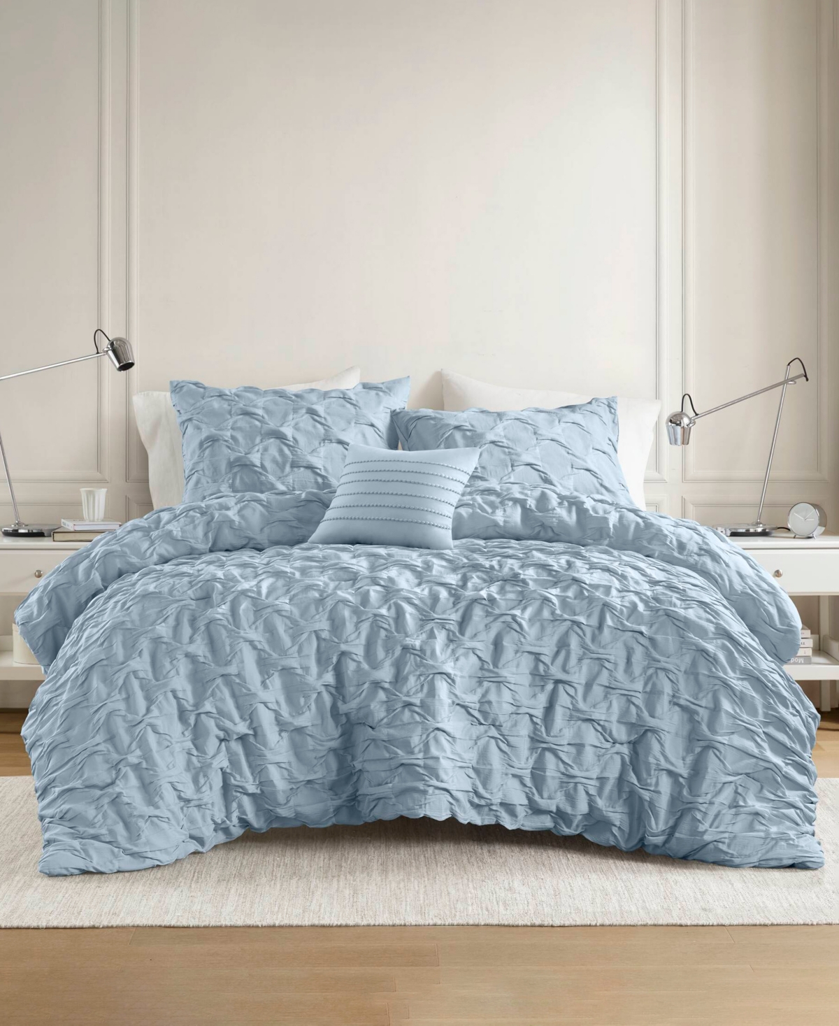 510 Design Bailey Diamond Pucker Woven 4-pc. Comforter Set, Full/queen In Blue