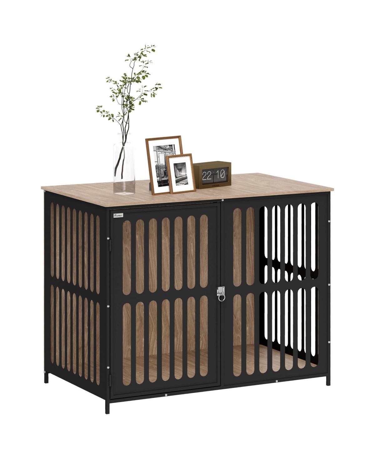 39" Dog Crate Furniture with Anti-Chew Resist Mesh for Large Dogs - Walnut