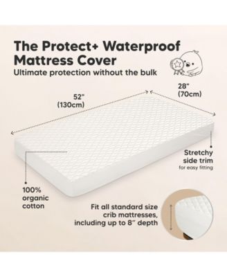 2-Pack Protect+ Waterproof Crib Mattress Protector Covers, Mavy Quilted Cotton Baby Mattress Topper, Toddler Crib Sheets