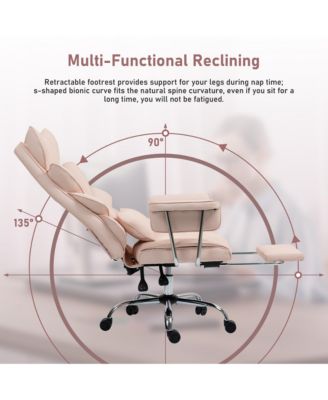 Faux Leather Gaming Chair, Ergonomic High-Back Office Chair With Tilt and Swivel, Reclining Computer Desk Chair for Women, Men