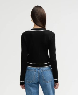 Women's Long Sleeve Contrast Trim Cardigan