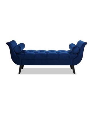 64 Inch Tufted Velvet Entryway Bench, Upholstered Bedroom Bench with Bolster Pillows & Wood Legs-The Pop Home