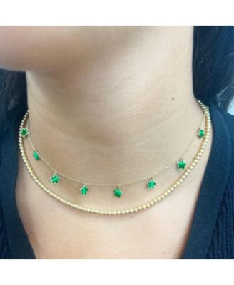 Malachite Star Dangle Necklace 14K Gold