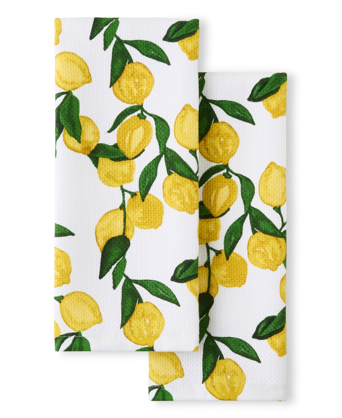 Lemon Vine Cotton Kitchen Towel Set of 2, 16" x 28" - Sunflower Yellow