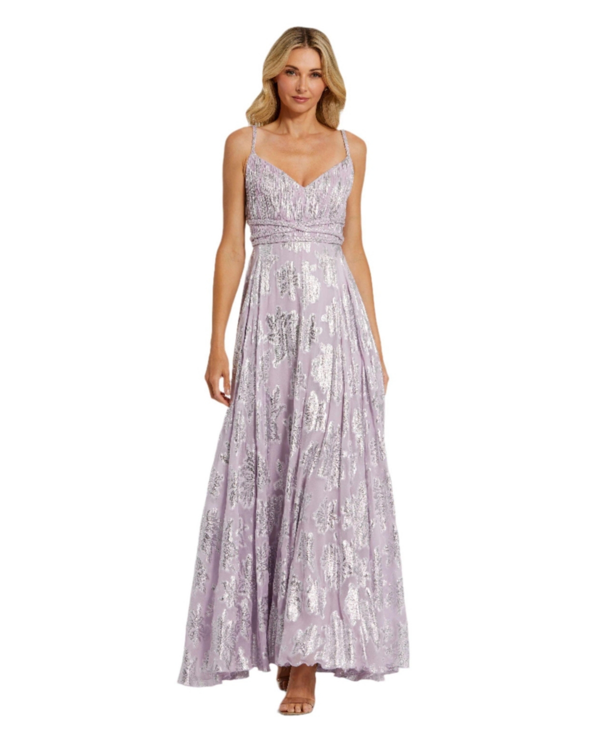 Women's Braided Strap Ruched Top Gown - Lilac multi