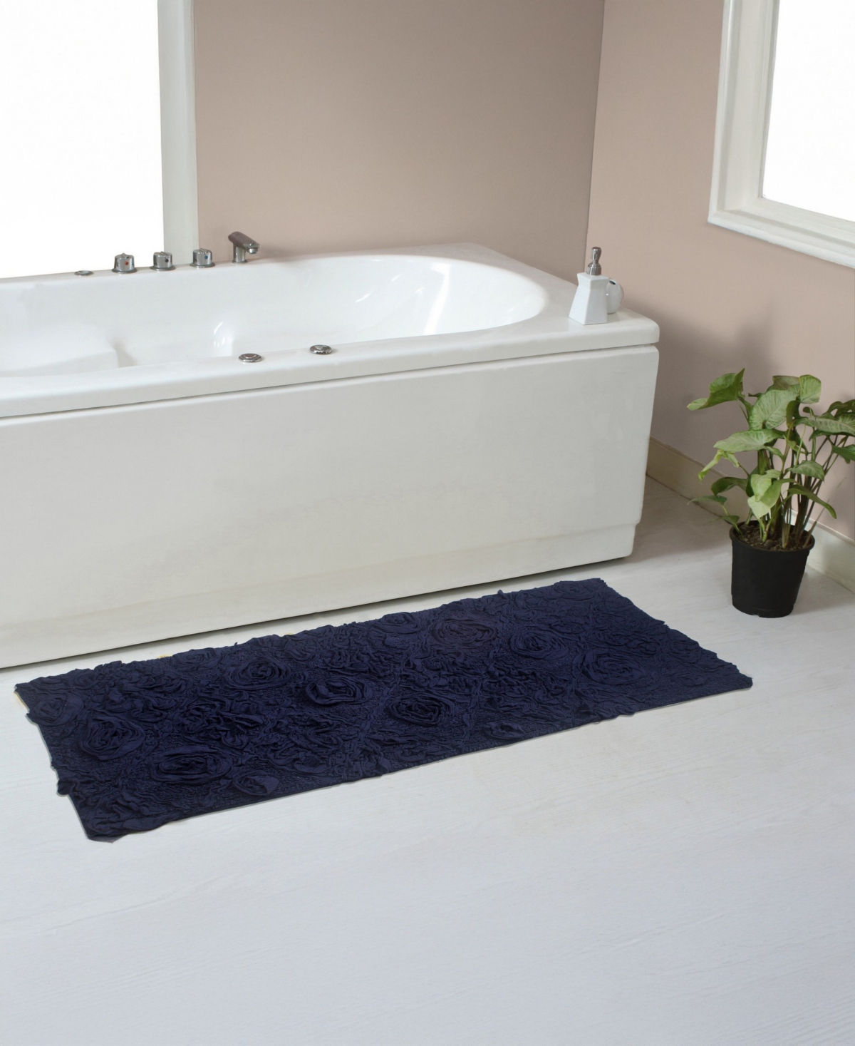 Home Weavers Modesto Bath Rug, 21" X 54" In Navy Blue