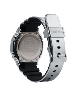 Men's Silver-Tone Silicone Watch, 44.4mm