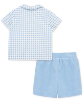 Baby Boys Gingham Terry Polo Top & Shorts, 2 Piece Set
