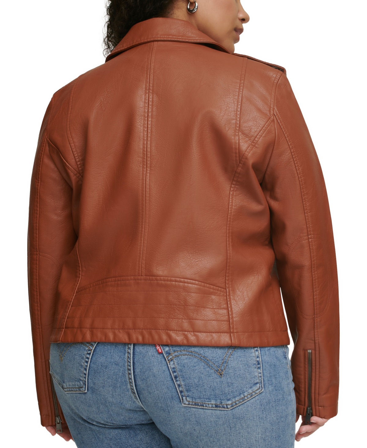 Levi's Plus Size Trendy Faux Leather Moto Jacket In Camel