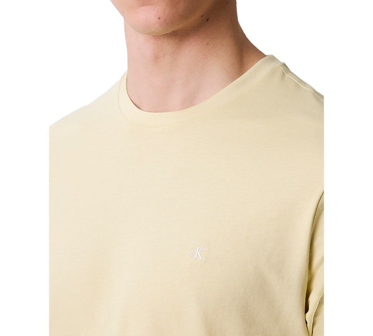 Shop Calvin Klein Men's Smooth Cotton Solid Crewneck T-shirt In Hay