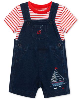 Little Me - Baby Boys 2-Pc. Stripe T-Shirt & Sailboat Shortall Set