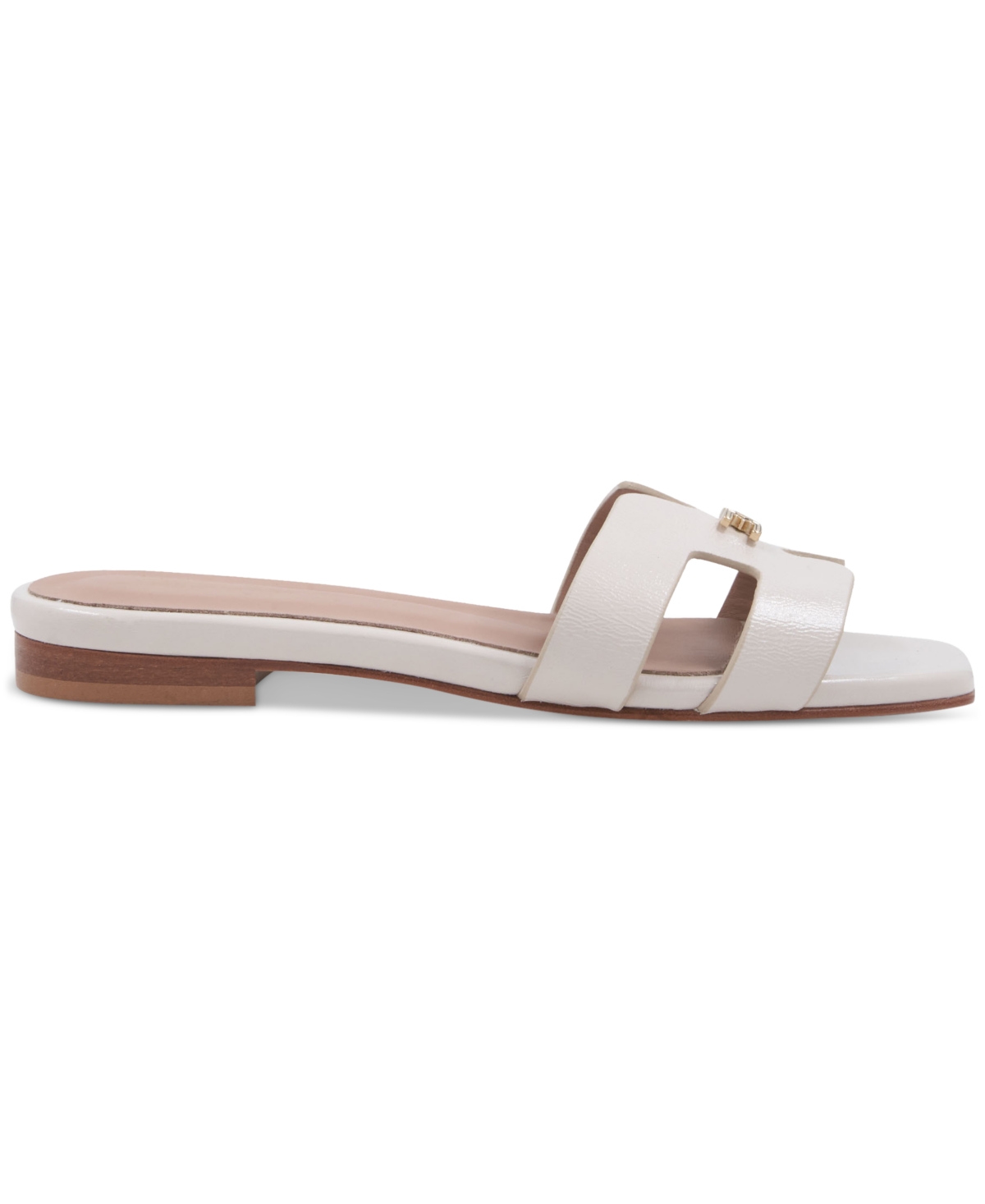 Bruno Magli Fina Slide Sandal In Bone Crinkled Patent