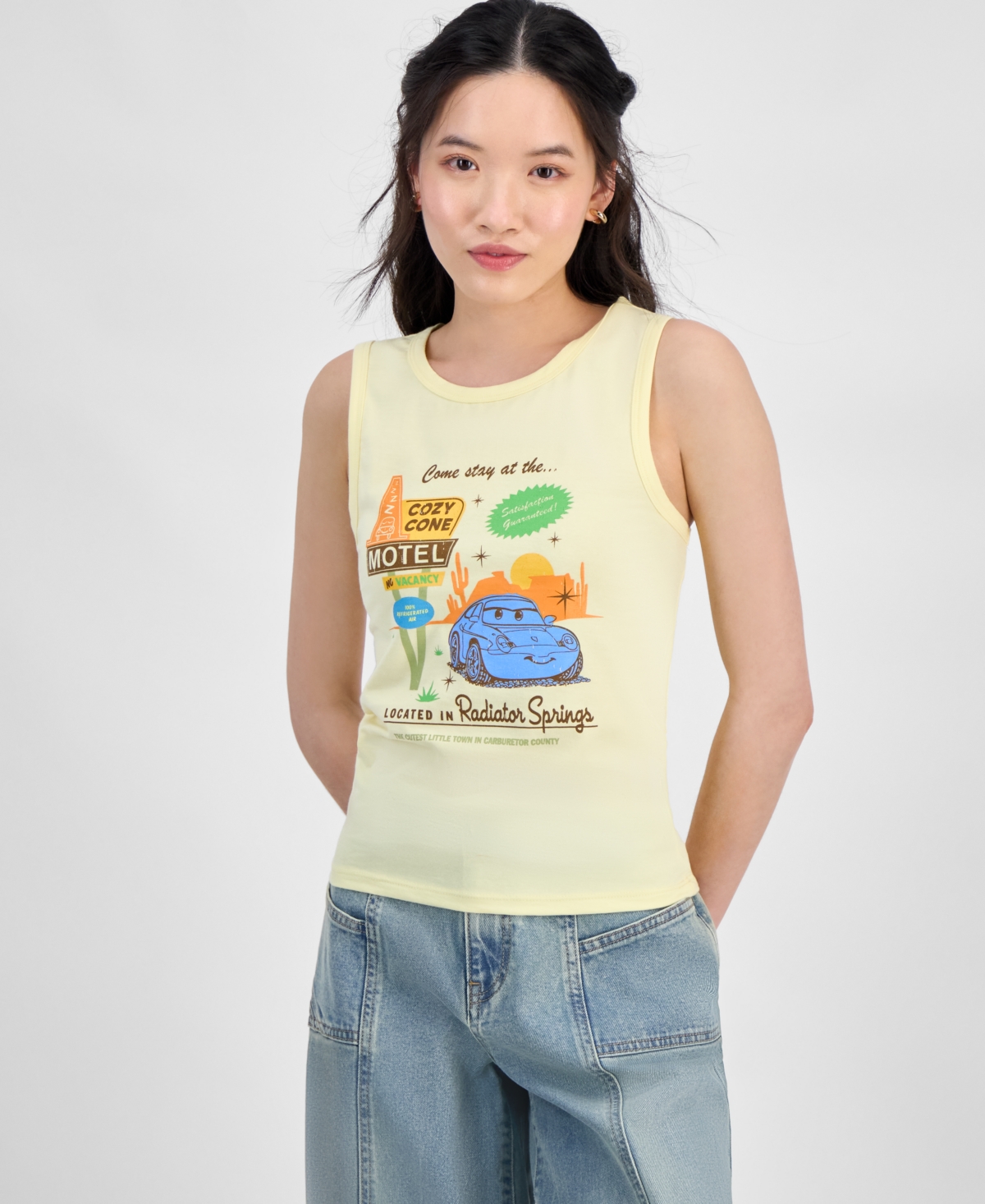 Juniors' Cars Radiator Springs Graphic Tank Top - Yellow