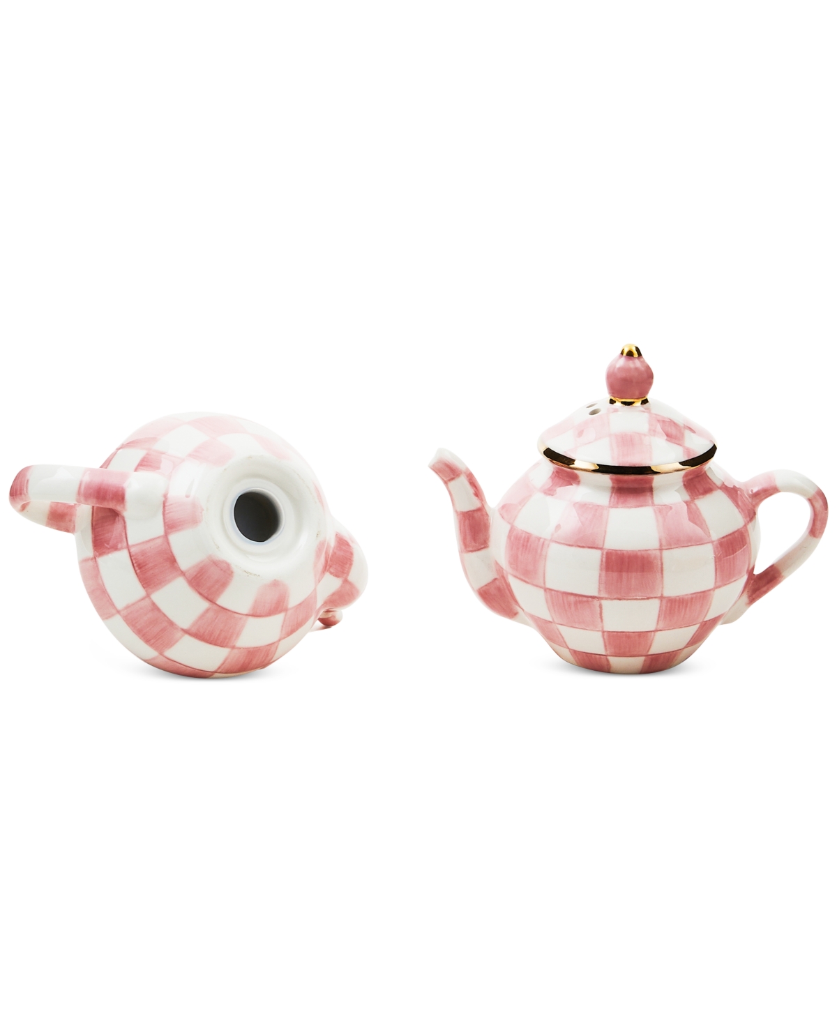 Mackenzie-childs Rosy Check Teapot Salt & Pepper Set In No Color