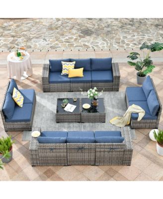 Patio Furniture Set,12 Pieces Outdoor Sectional Sofa Couch Set,Patio Conversation Set with Modular Wicker Deep Seat Chairs,Comfy Cushions,Side