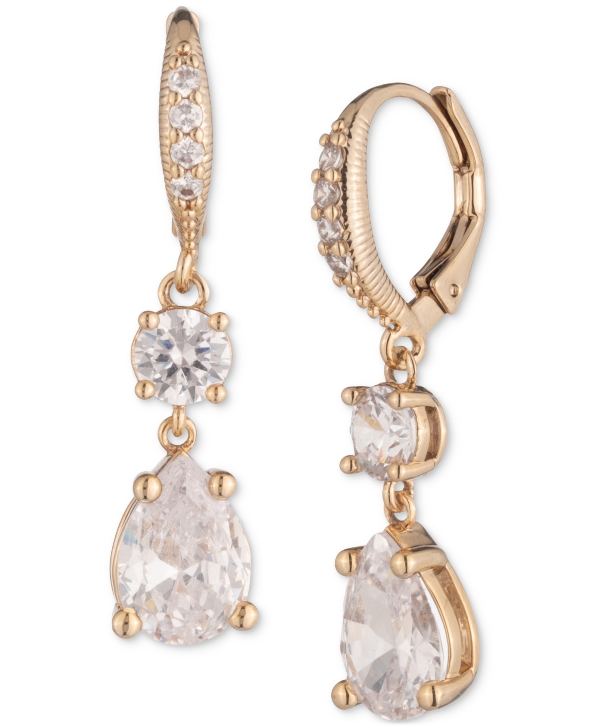 Givenchy Mixed Cubic Zirconia Double Drop Earrings In Gold