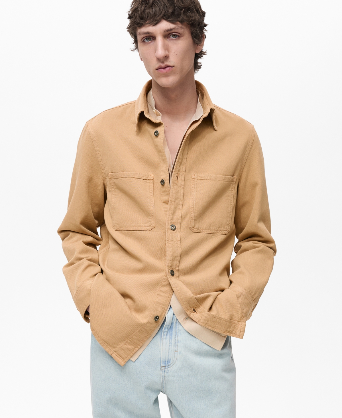 Mango Men's Lyocell Regular-fit Overshirt In Neutral