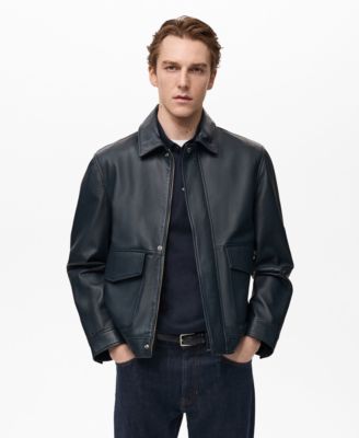 MANGO - Men's Pocketed Nappa Leather Jacket