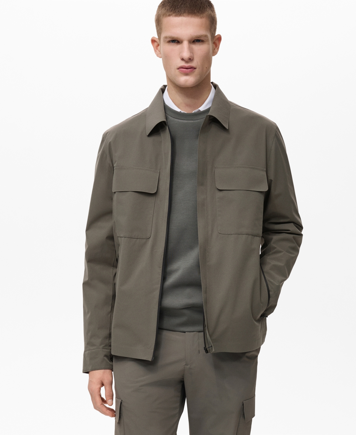 Mango Water Repellent Shirt Jacket In Multi