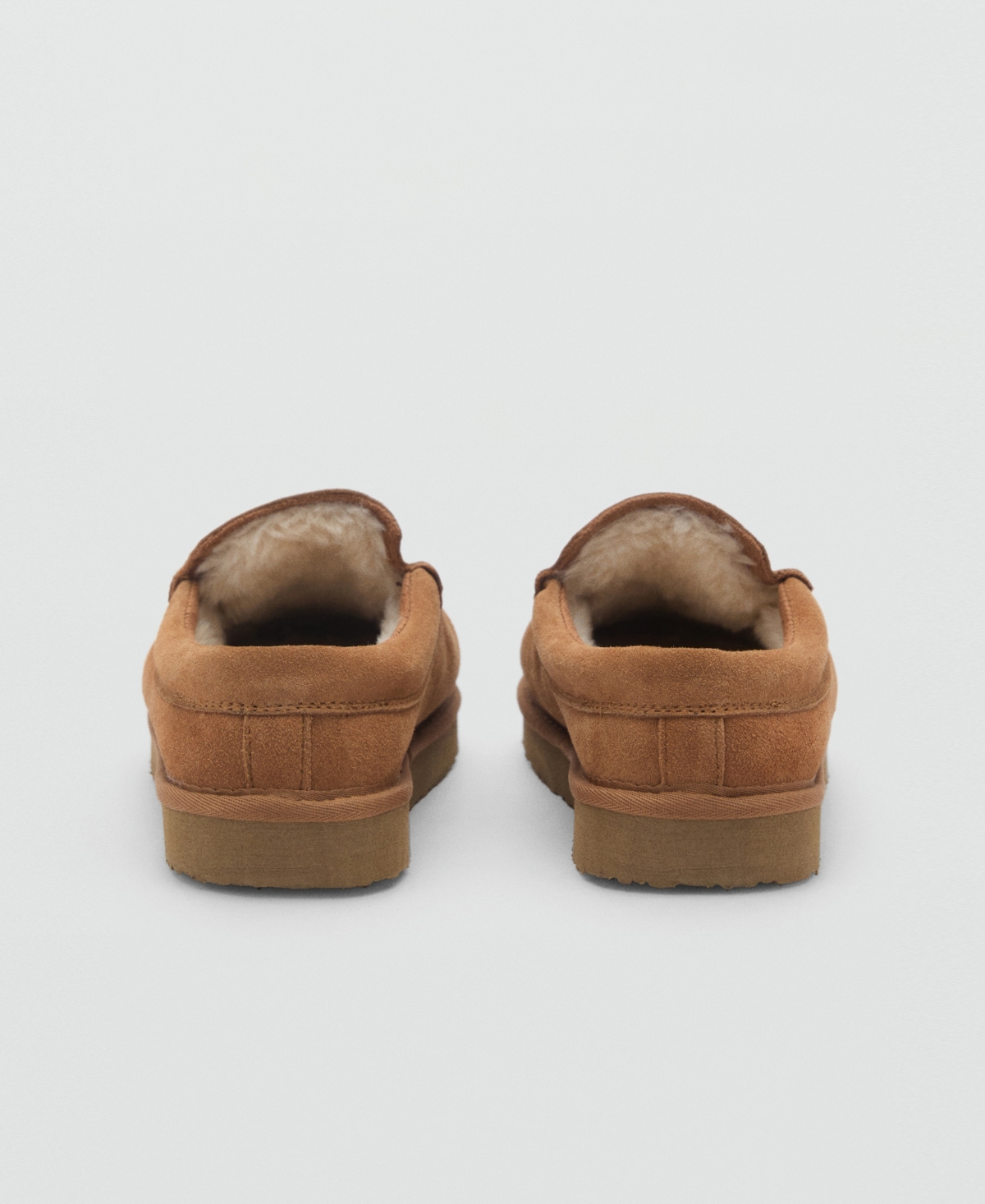 Mango Suede Faux Shearling Lined Clog In Brown