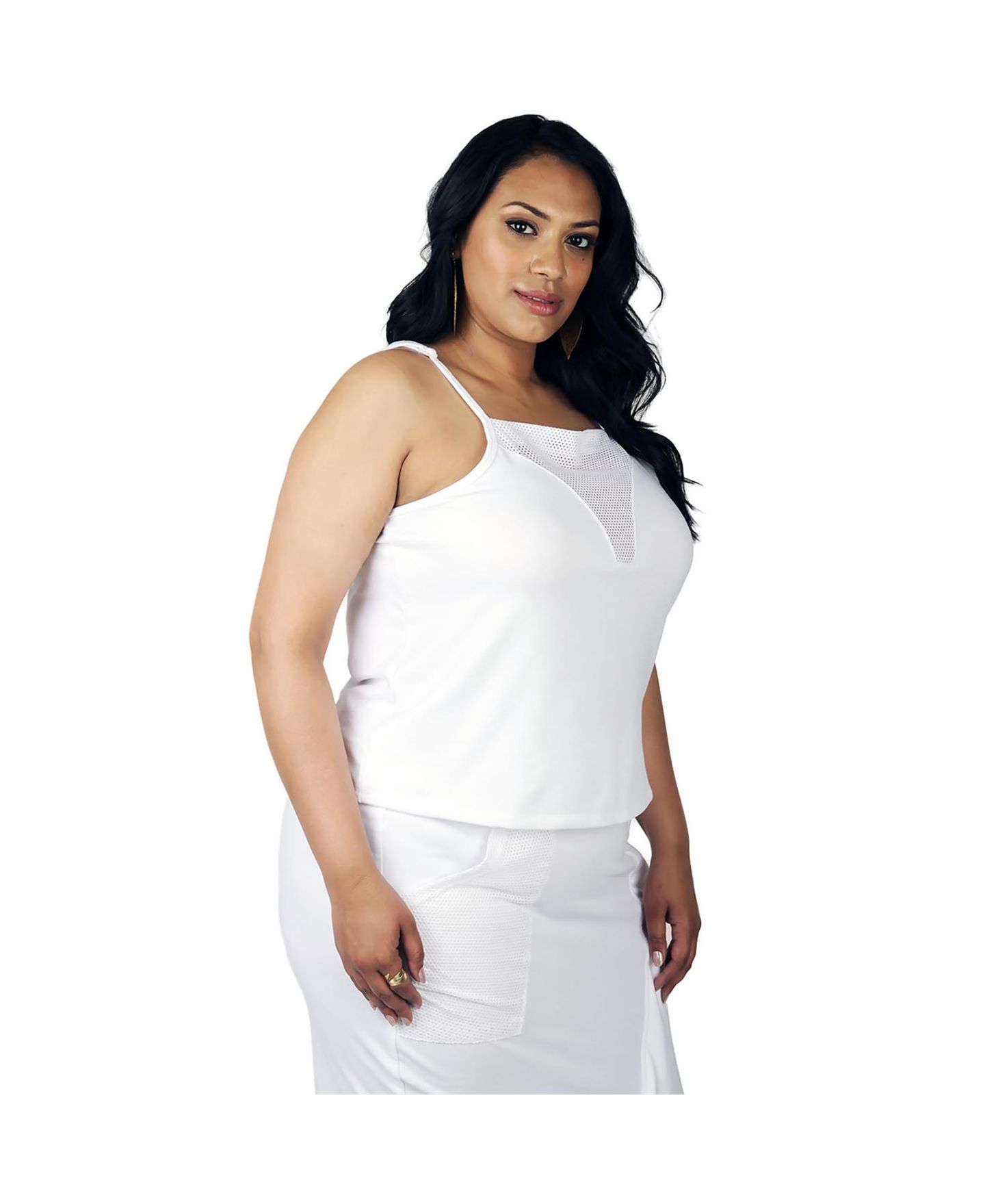 Женский топ Poetic Justice Plus Size French Terry Spaghetti Strap Tank Top, цвет: Белый — фото 3