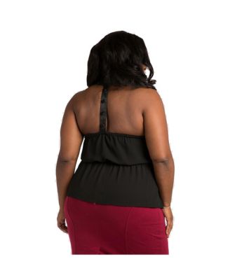 Plus Size Button-Up Back Halter Top