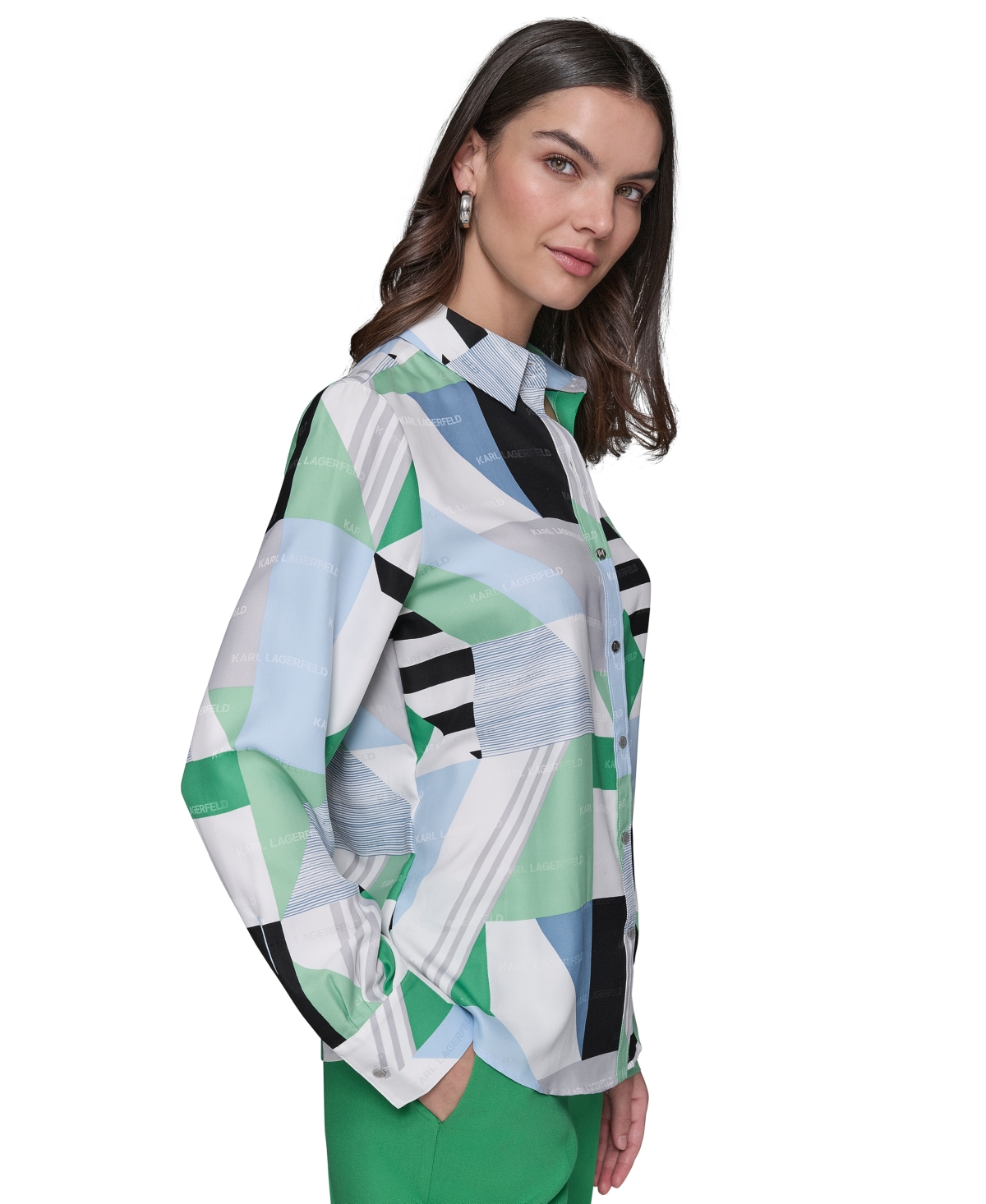 KARL LAGERFELD WOMEN'S GEOMETRIC-PRINT BLOUSE 