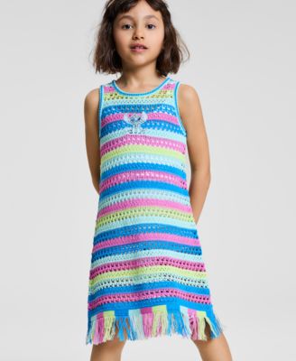 Toddler and Little Girls Crochet With Fringe Hem Dress