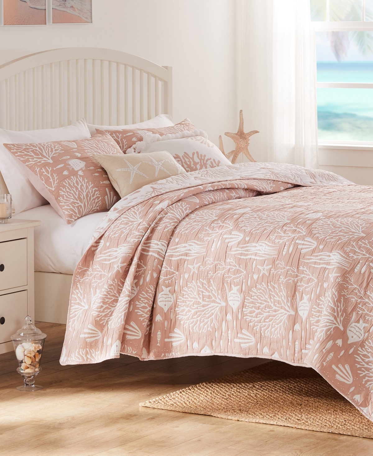 Greenland Home Fashions Marina Woven Jacquard Reversible 2-pc. Coverlet Set, Twin/twin Xl In Blush