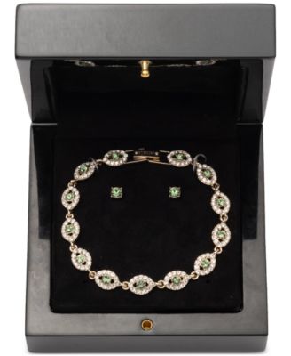 Mixed Crystal Flex Bracelet & Stud Earrings Set 
