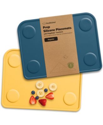 2-Pack Prep Silicone Placemats for Toddlers, Kids, Non Slip Suction Dining Table Baby Placemat, Easy to Clean