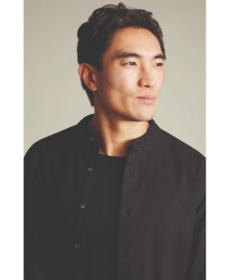 Men's Collarless Stretch Washed Oxford