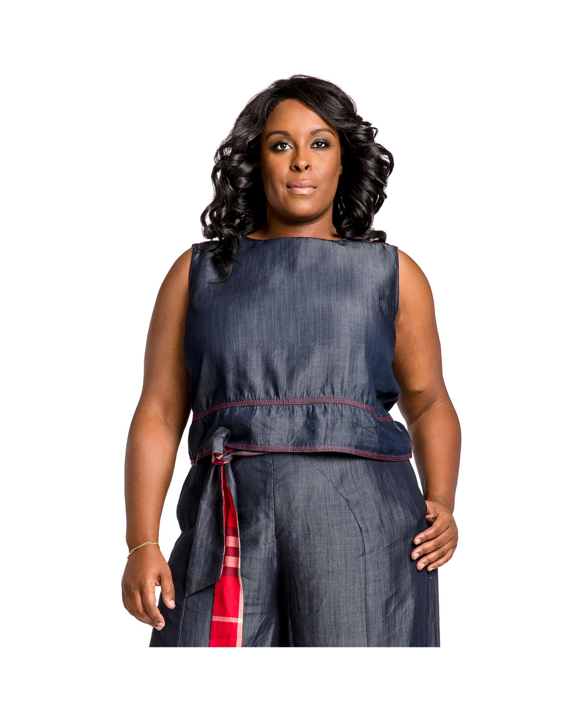 Plus Size Tencel Denim Sleeveless Skimmer Top - Indigo