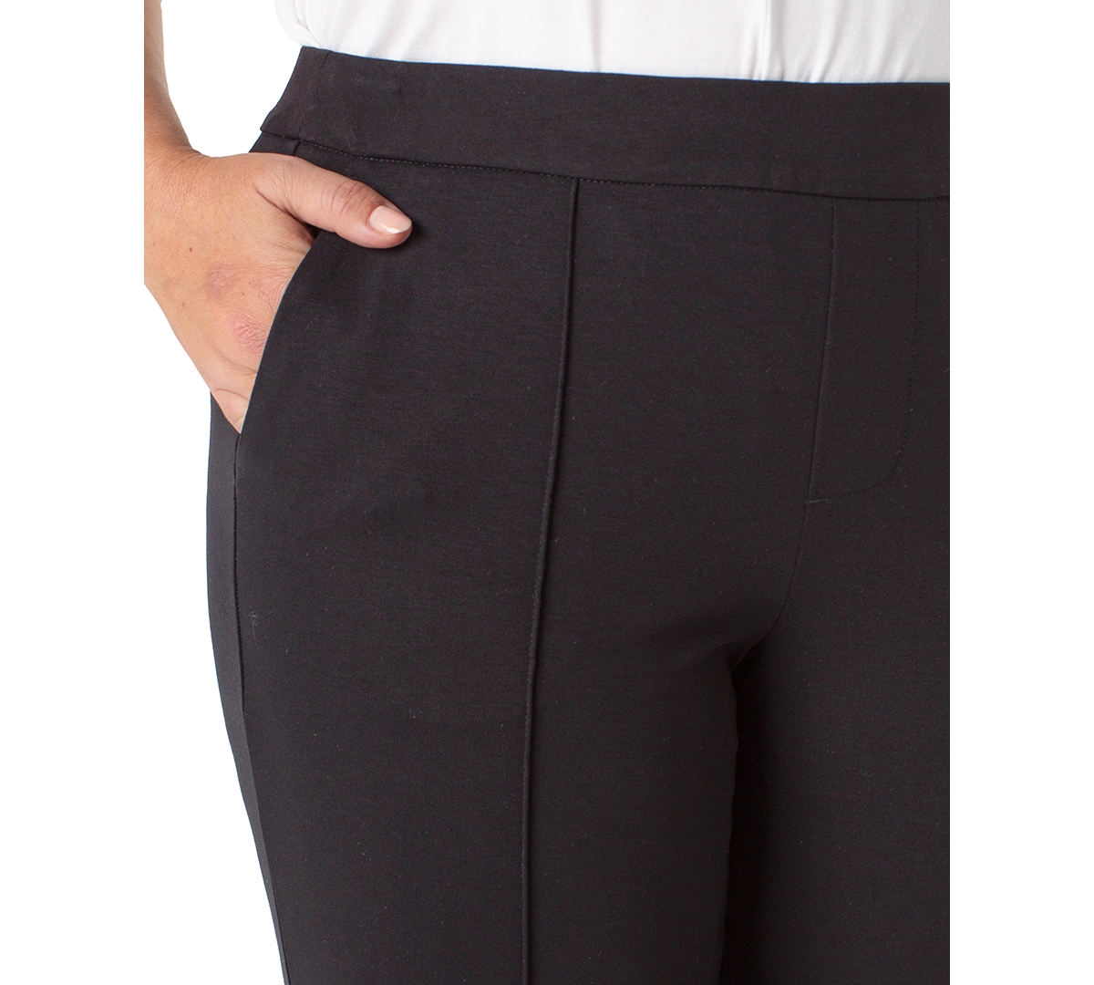 Liverpool Plus Size Pull On Wide Leg Pants In Black