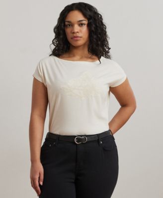 Lauren Ralph Lauren - Plus Size Embroidered Jersey Tee