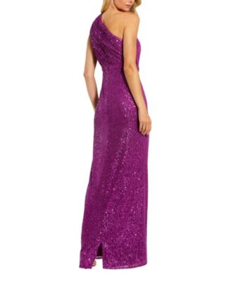 Women's Sequined Ruched One Shoulder Gown