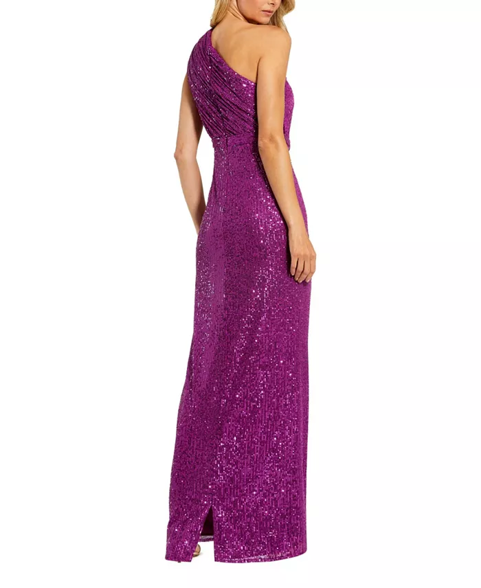 Women's Sequined Ruched One Shoulder Gown - thumbnail 5