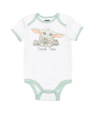 Starwars Baby Boys Mandalorian Yoda Layette Set Bodysuit Pant Bib Hat