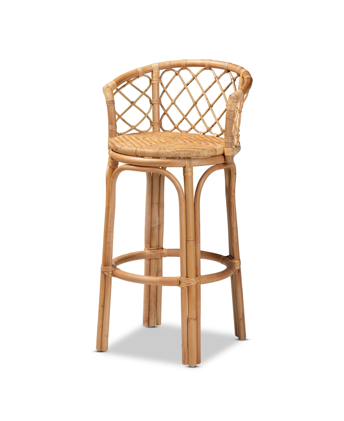 Bali & Pari 21" Rattan Orchard Modern Bohemian Counter Stool In Natural Brown