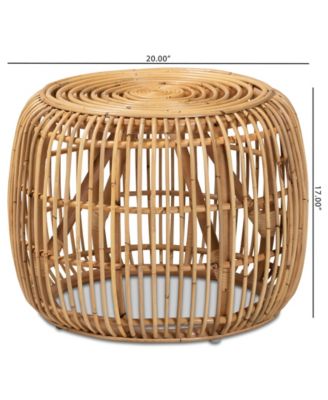 20" Natural Rattan Maverick Modern Bohemian End Table