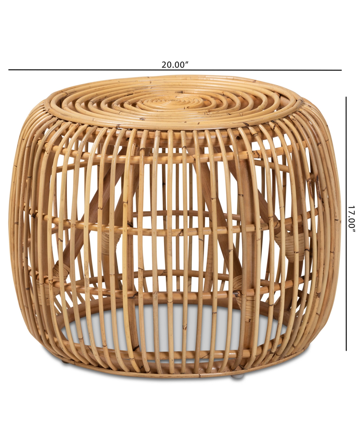 Bali & Pari 20" Natural Rattan Maverick Modern Bohemian End Table In Natural Brown